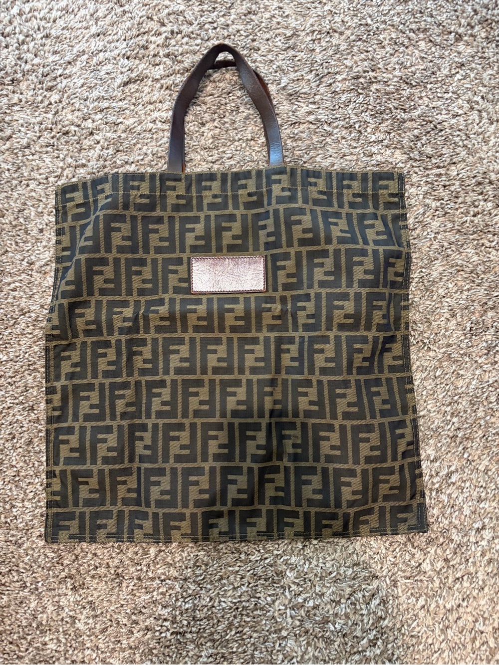 Fendi Brown and Black Zucca Canvas Tote